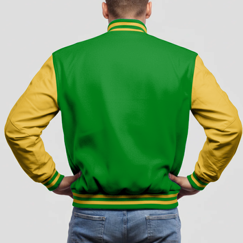 Kelly Green Wool & Bright Gold Leather Jacket