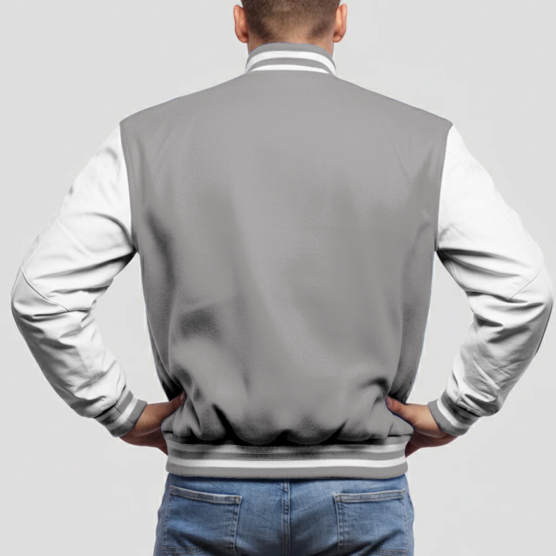 Light Oxford Wool & White Leather Jacket
