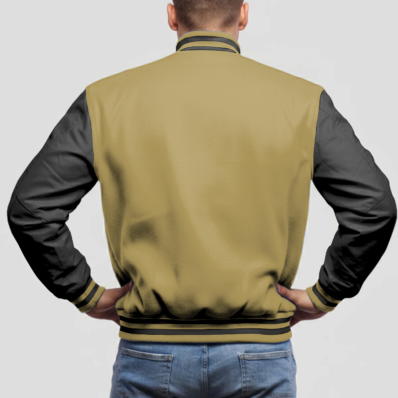 Old Gold Wool & Black Leather Jacket