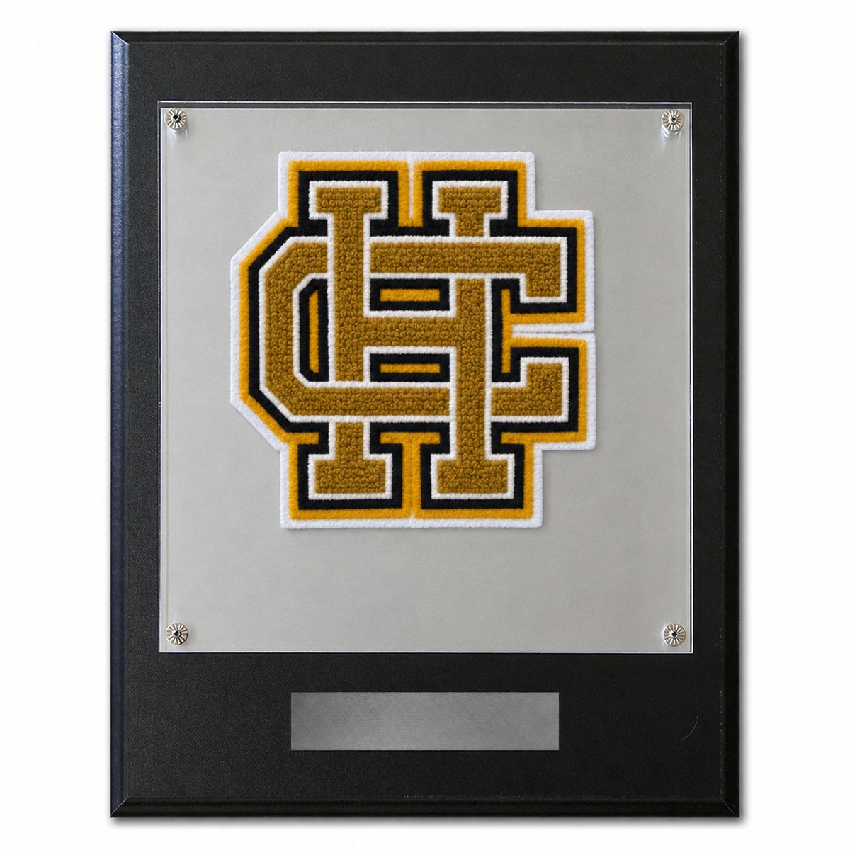 Holy Cross (TX) High School chenille letter plaque