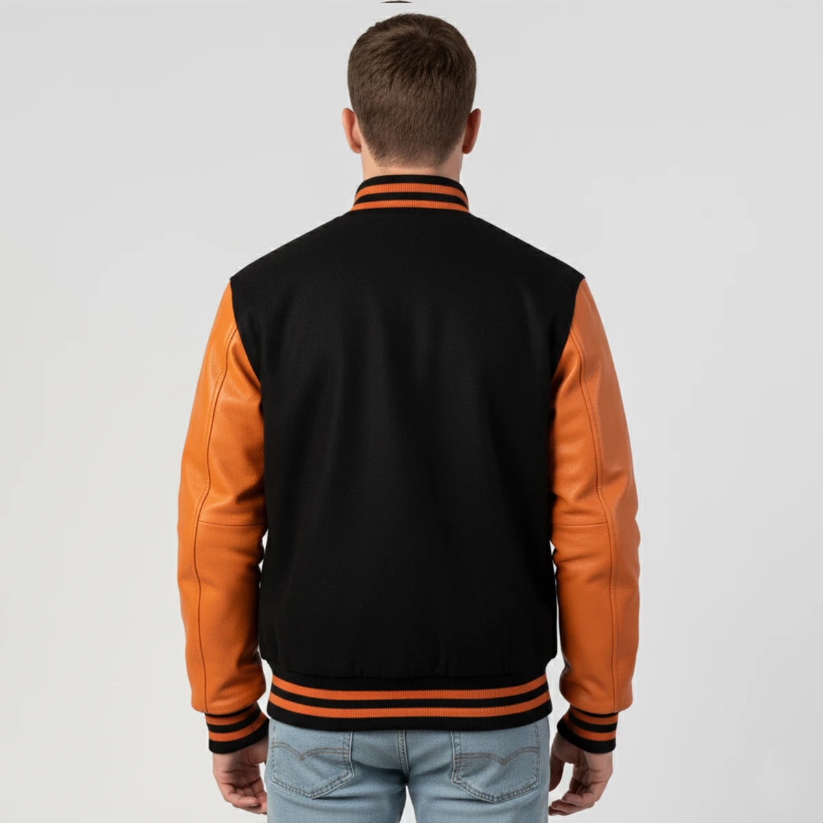 Black Wool & Orange Leather Jacket