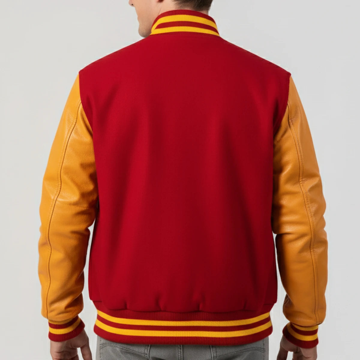Scarlet Wool & Bright Gold Leather Jacket