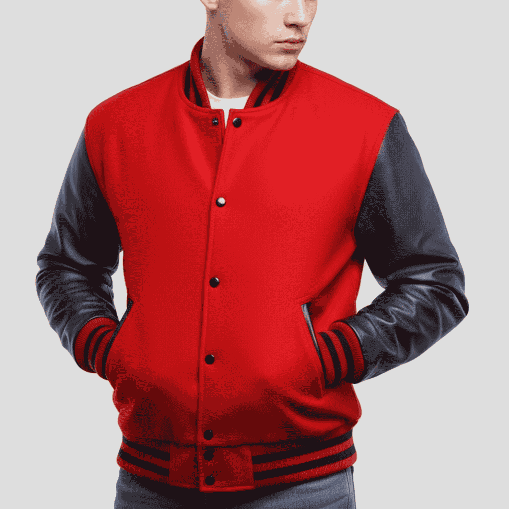 Scarlet Wool & Black Leather Jacket