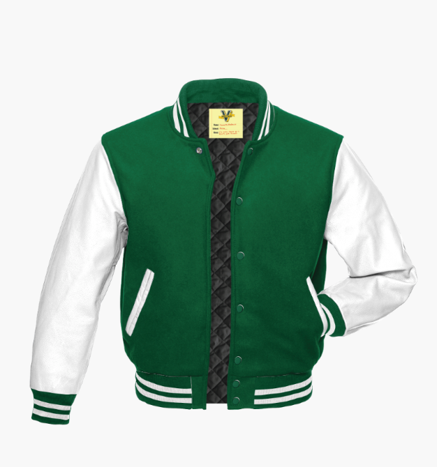 Green and white bomber jacket discount