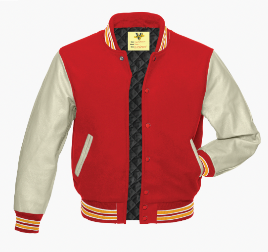 Red and gold varsity jacket hotsell