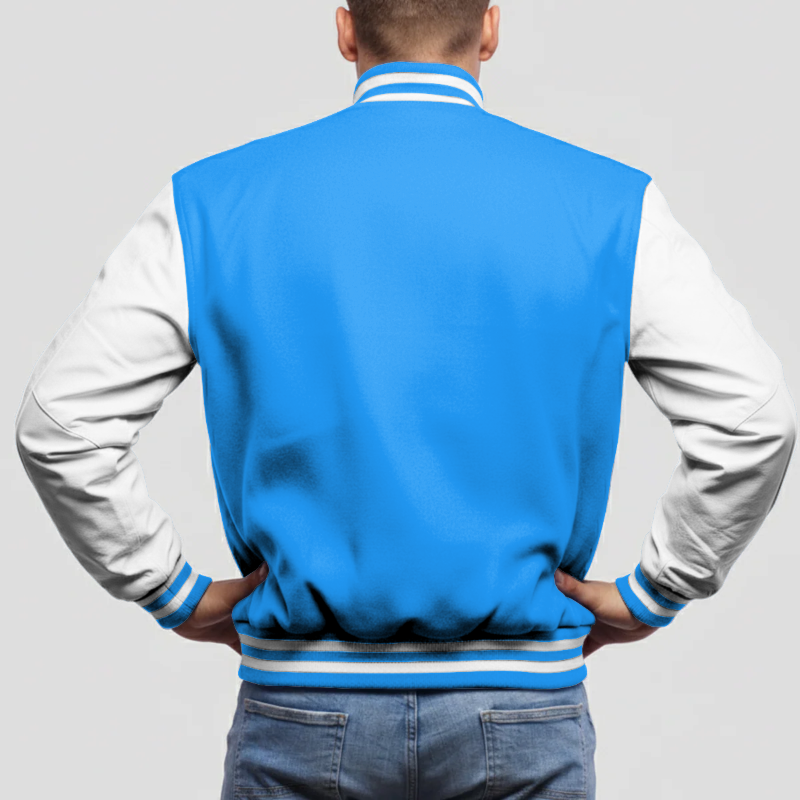 Newark Blue Wool & White Leather Jacket