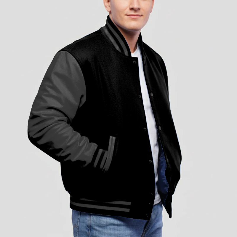 Black Wool & Black Leather Jacket