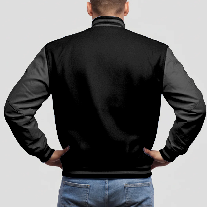 Black Wool & Black Leather Jacket