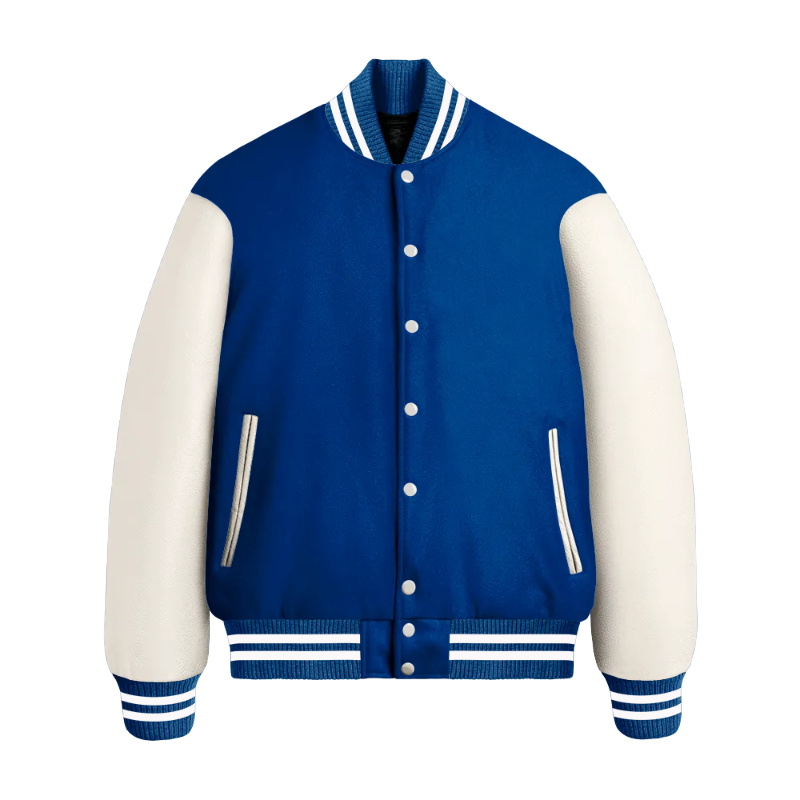True Royal Wool & White Leather Jacket