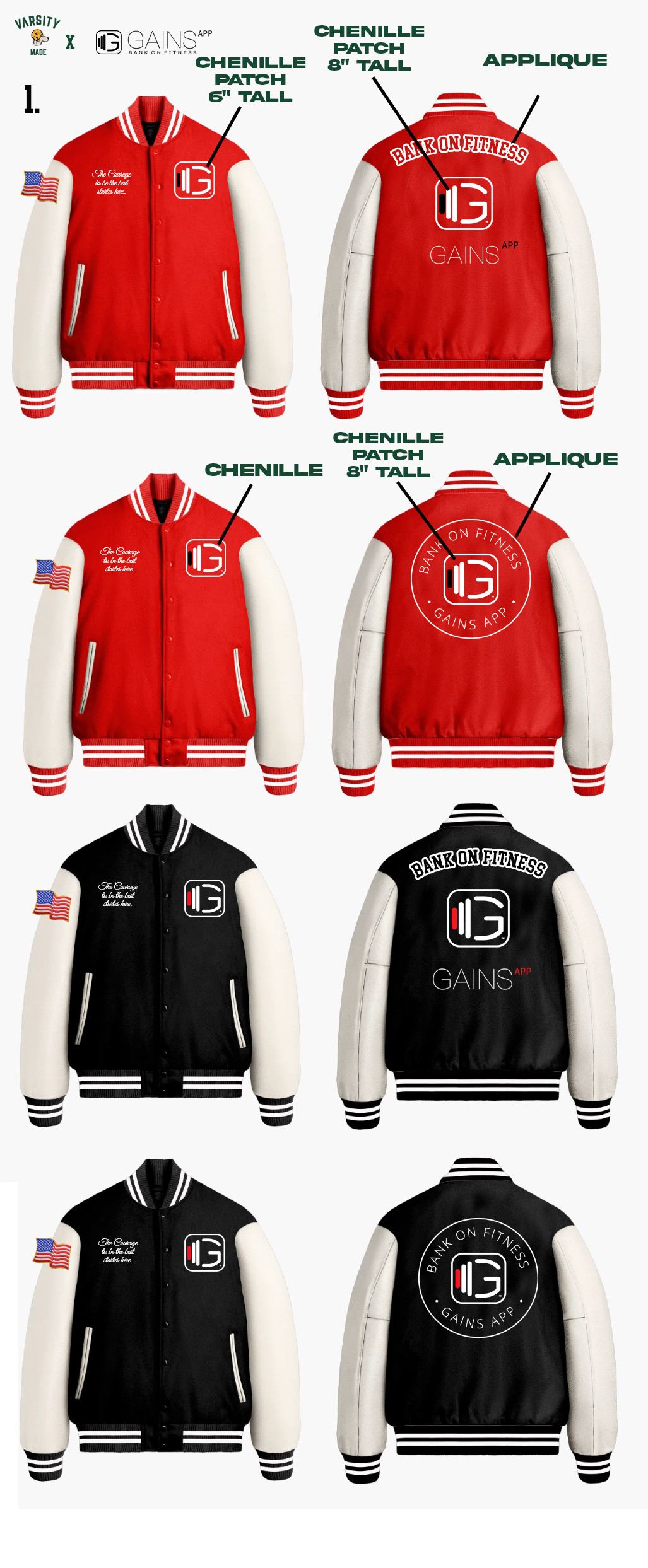 The Gains App Varsity Jackets