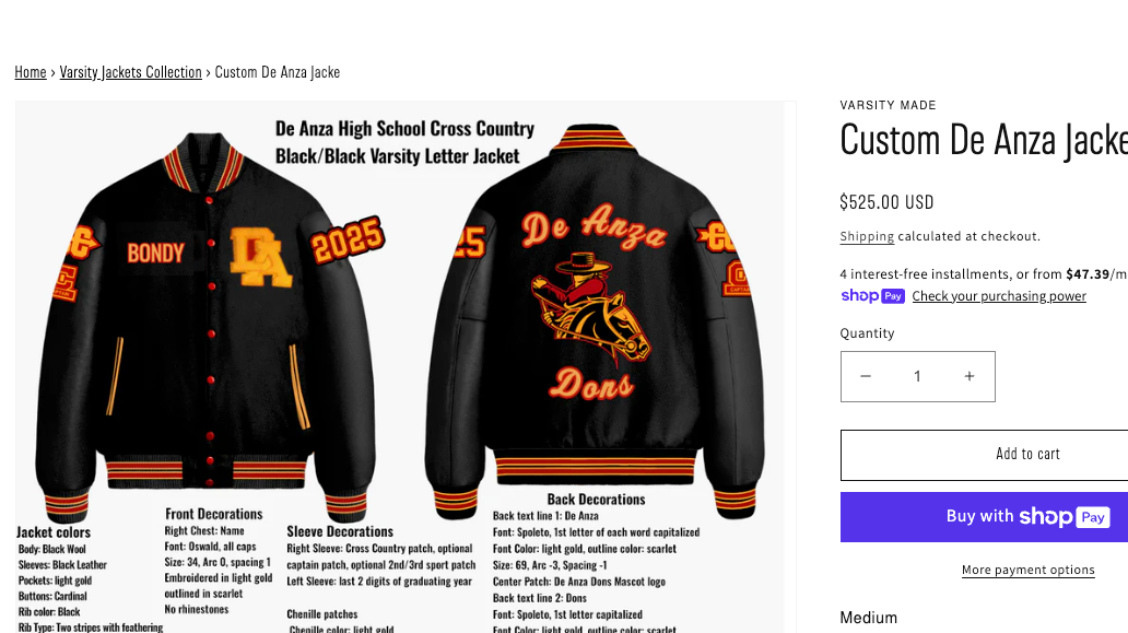 Custom De Anza Jacke