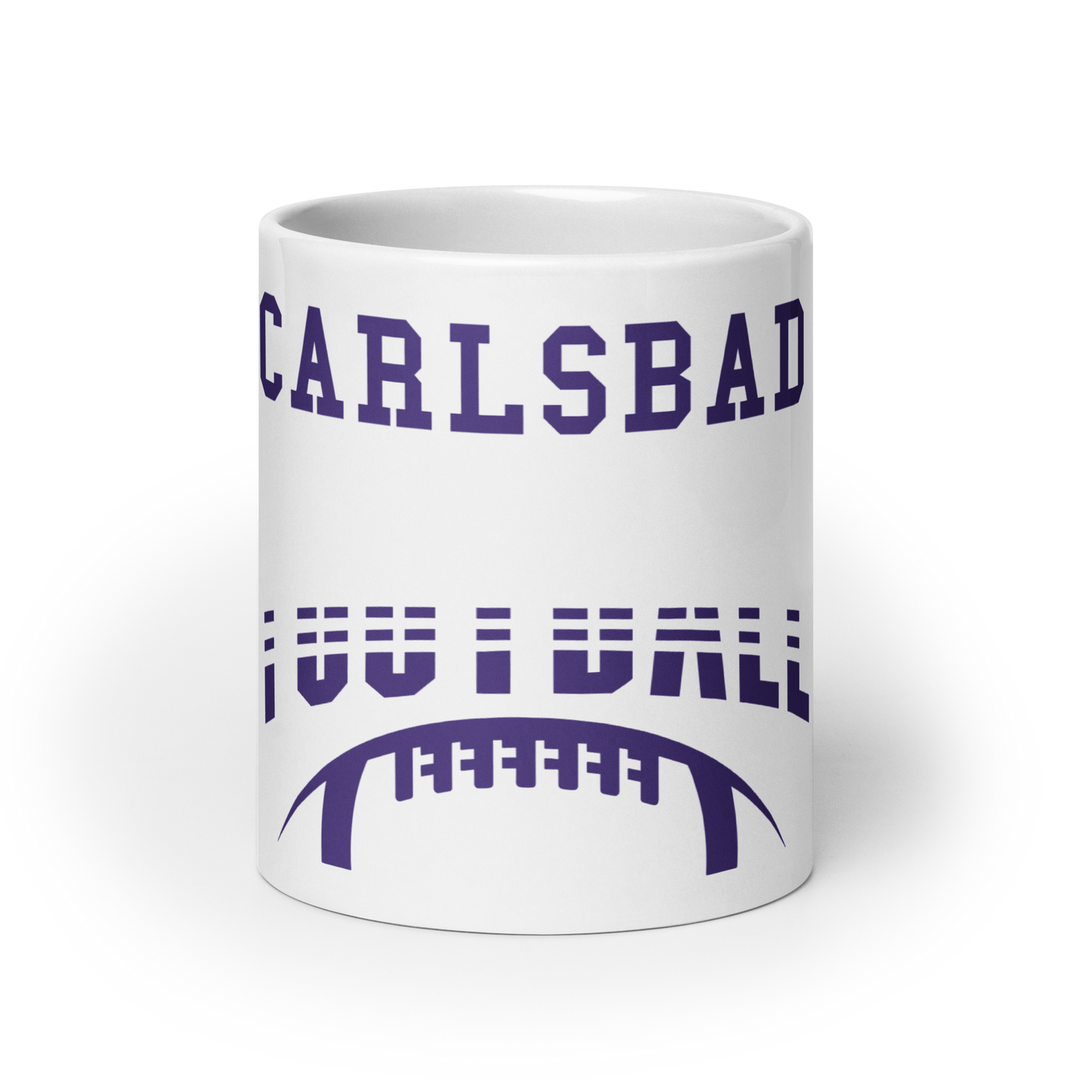 White glossy mug Carlsbad Football