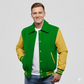 Kelly Green Wool & Bright Gold Leather Jacket