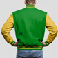 Kelly Green Wool & Bright Gold Leather Jacket