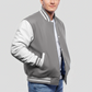 Light Oxford Wool & White Leather Jacket