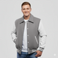 Light Oxford Wool & White Leather Jacket
