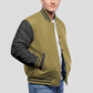 Old Gold Wool & Black Leather Jacket