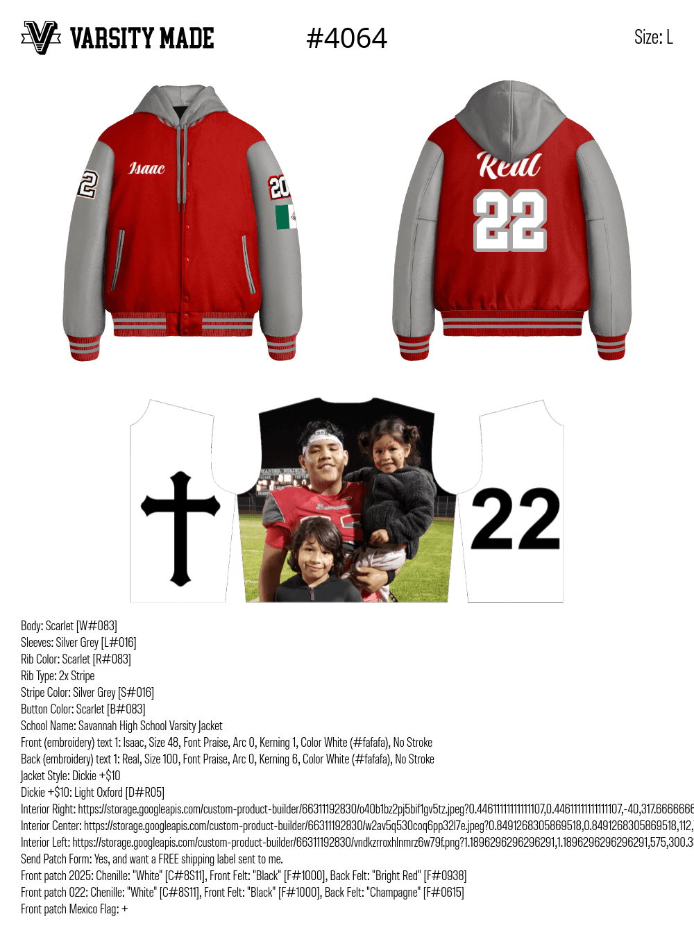 Made Close #4064 Additional Embroidery – Varsity Made