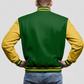 Hunter Green Wool & Bright Gold Leather Jacket