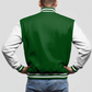 Hunter Green Wool & White Leather Jacket