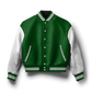 Hunter Green Wool & White Leather Jacket