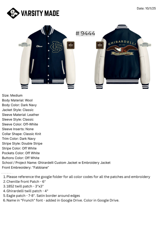 Ghirardelli Custom Jacket w Embroidery Jacket