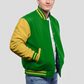 Kelly Green Wool & Bright Gold Leather Jacket