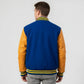 Newark Blue Wool & Bright Gold Leather Jacket