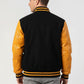 Black Wool & Bright Gold Leather Jacket