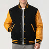Black Wool & Bright Gold Leather Jacket