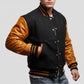 Black Wool & Old Gold Leather Jacket