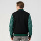 Black Wool & Teal Leather Jacket