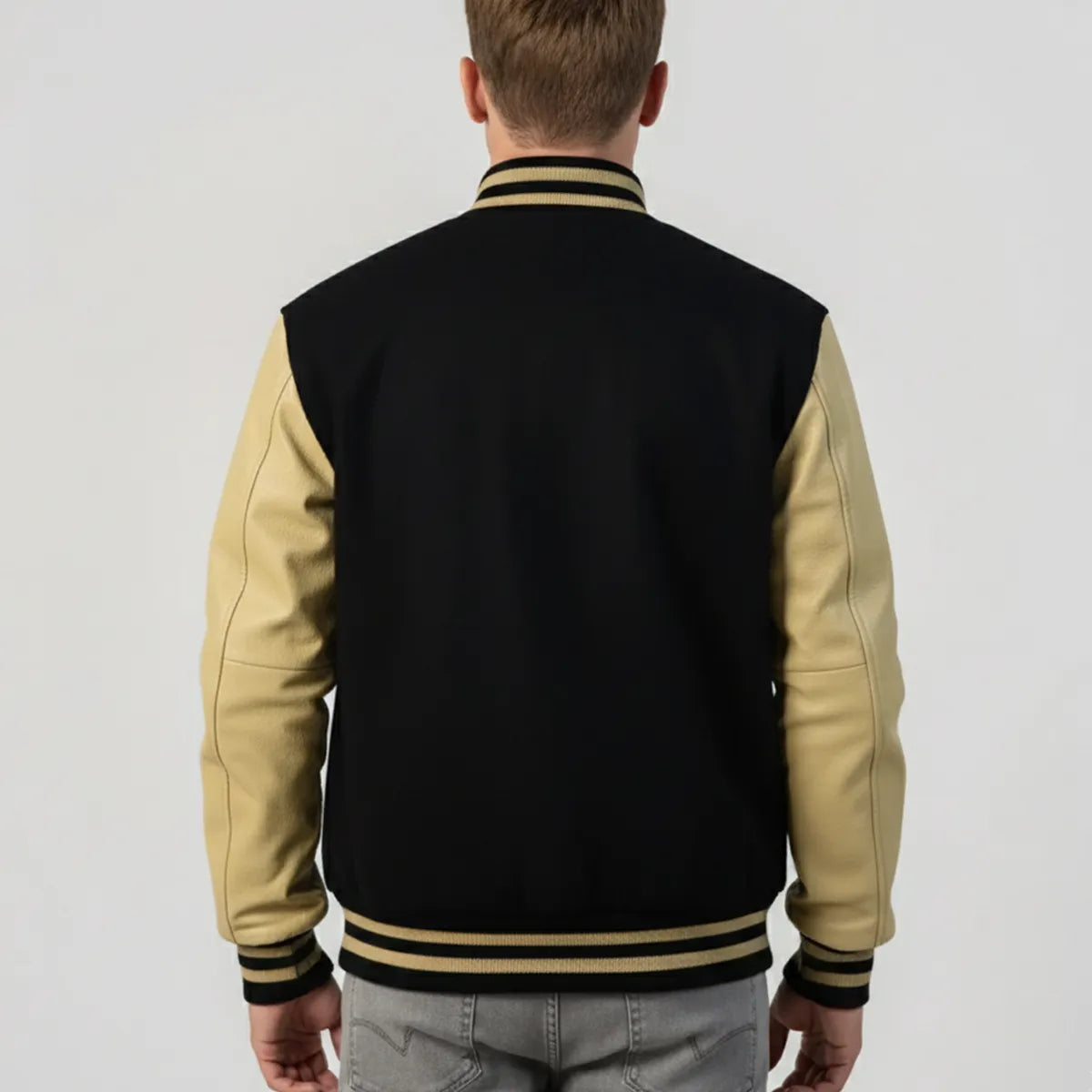 Black Wool & Vegas Gold Leather Jacket