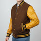 Brown Wool & Gold Leather Jacket