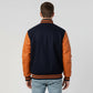 Dark Royal Wool & Orange Leather Jacket