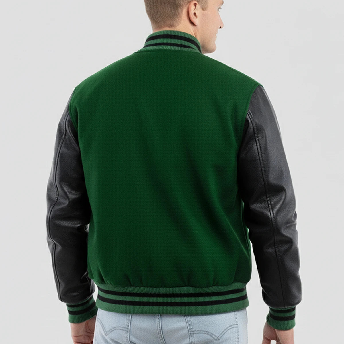 Kelly Green Wool & Black Leather Jacket