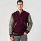 Maroon Wool & Grey Leather Jacket