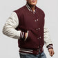 Maroon Wool & White Leather Jacket