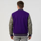 Purple Wool & Grey Leather Jacket