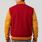 Scarlet Wool & Bright Gold Leather Jacket