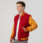 Scarlet Wool & Bright Gold Leather Jacket