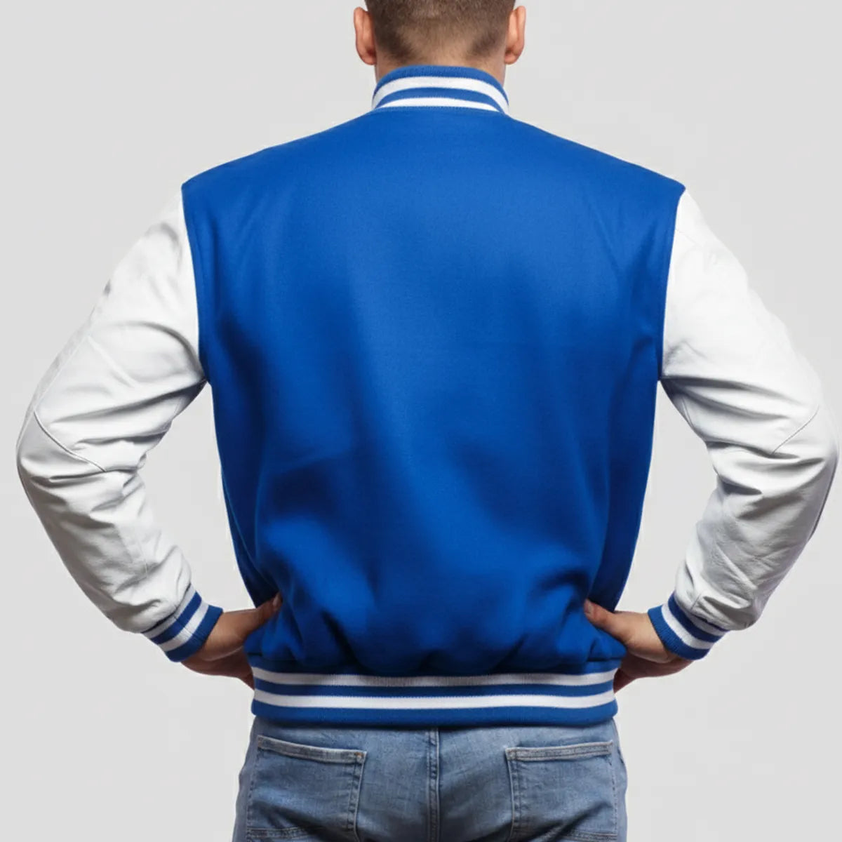 True Royal Wool & White Leather Jacket
