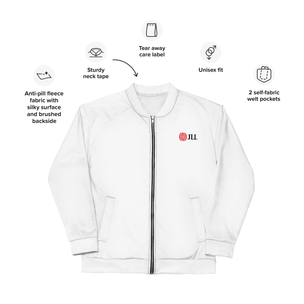 White JLL Unisex Bomber Jacket