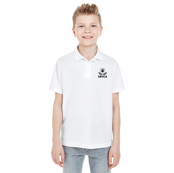 Boys White Polo SRVCA Performance Uniform Approved