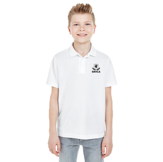 Boys White Polo SRVCA Performance Uniform Approved