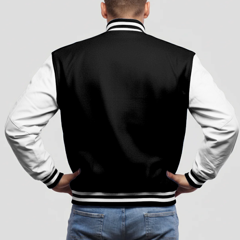 Black Wool & White Leather Jacket