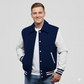 Dark Navy Wool & White Leather Jacket