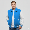 Academy Blue Wool & White Leather Jacket