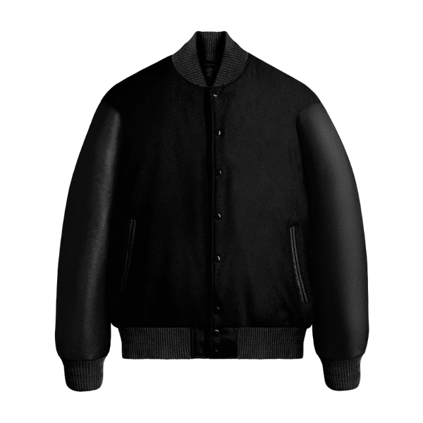 Black Wool & Black Leather Jacket – Varsity Made