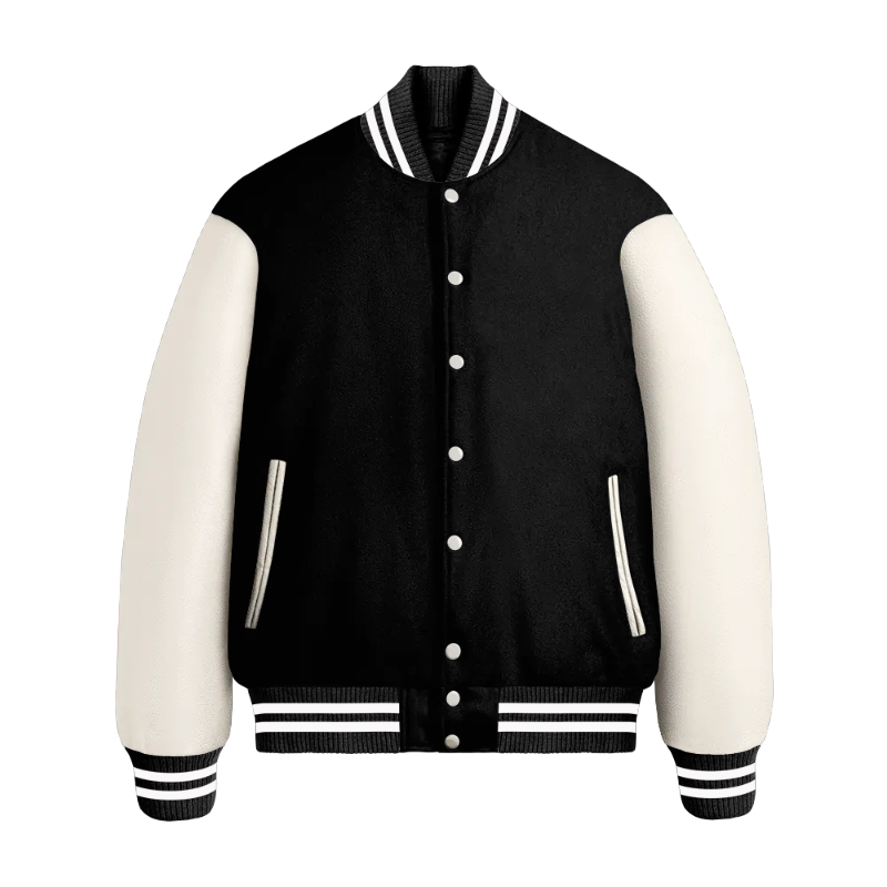 Black Wool & White Leather Jacket